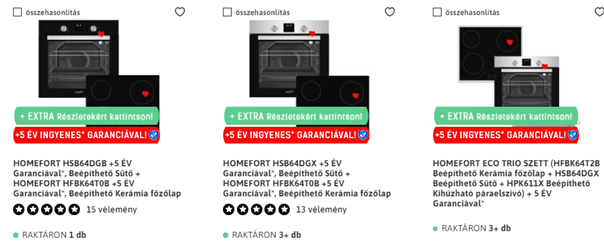 HOMEFORT homefort gépek komplett konyha